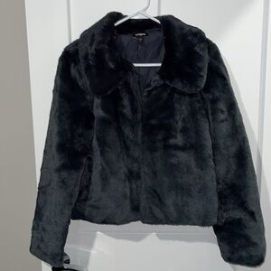 Express Cropped Faux Fur Jacket